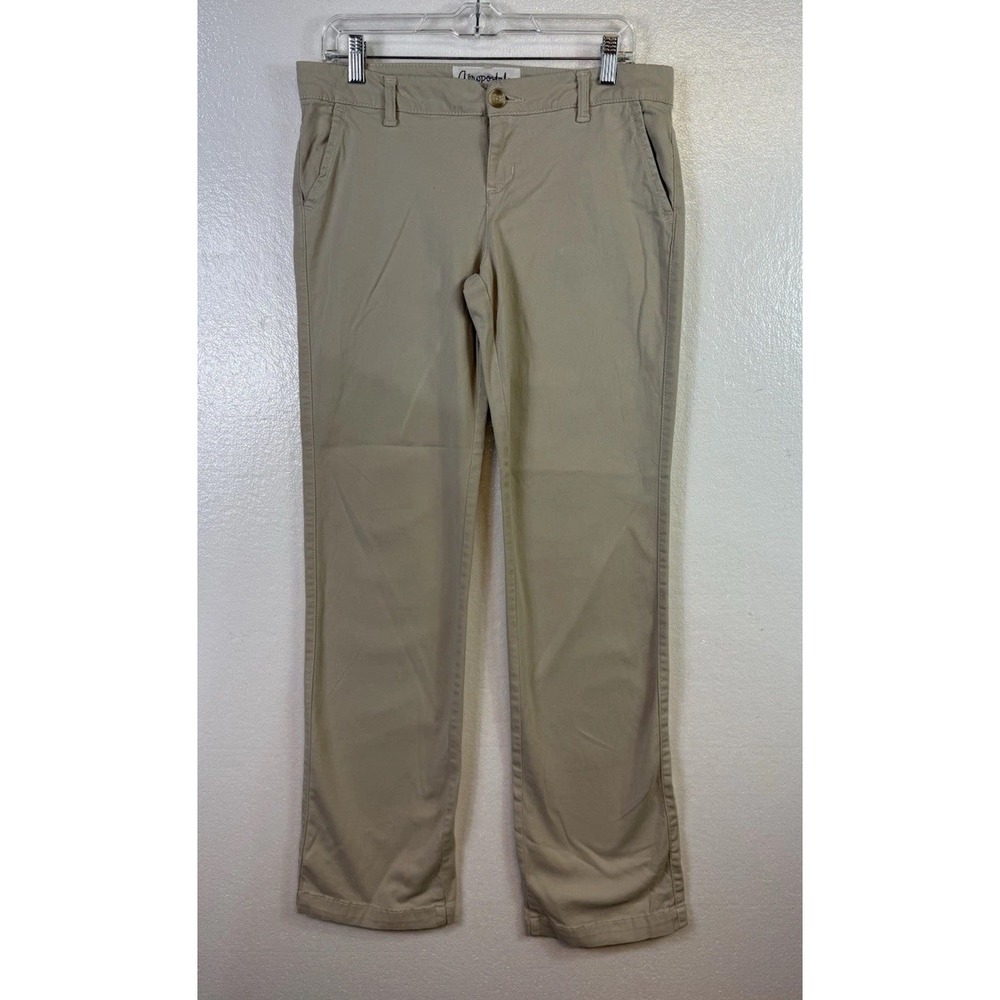 Aeropostale Womens Khaki Flare Dress Pants 9/10 Long Beige Hipster Casual